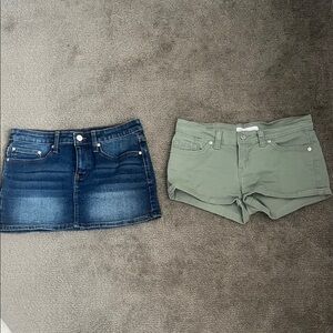 Levi's Green Shorts & Blue Denim Mini Skirt